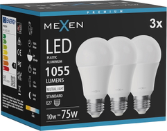 Mexen Nova 3x LED крушка E27, A60, 10W, Неутрална - 4000K, 1055 lm - L100-E27-1040-01x03
