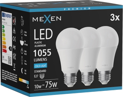 Mexen Nova 3x LED крушка E27, A60, 10W, Студена - 6500K, 1055 lm - L100-E27-1065-01x03
