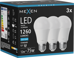 Mexen Nova 3x LED Крушка E27, A60, 12W, Студена - 6500K, 1260 lm - L100-E27-1265-01x03