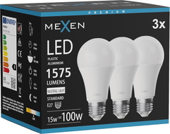 Mexen Nova 3x LED крушка E27, A60, 15W, Неутрална - 4000K, 1575 lm - L100-E27-1540-01x03