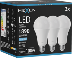 Mexen Nova 3x LED крушка E27, A70, 18W, Студена - 6500K, 1890 lm - L100-E27-1865-01x03