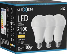 Mexen Nova 3x LED крушка E27, A70, 20W, Топла - 3000K, 2100 lm - L100-E27-2030-01x03