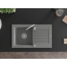 Mexen Pablo гранитна мивка с една камера и отцедник 752 x 436 mm, сива, сифон хром - 6510751010-71