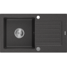 Mexen Pablo гранитна мивка с 1 отделение и сушилник 752 x 436 mm, черна с пръски, сифон хром - 6510751010-76