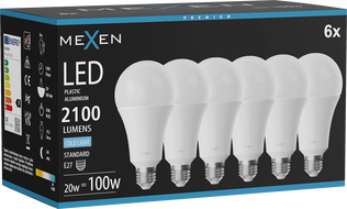 Mexen Nova 6x LED крушка E27, A70, 20W, Студена - 6500K, 2100 lm - L100-E27-2065-01x06
