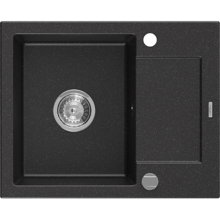 Mexen Enzo гранитна мивка с 1 корито и отцедник 576 x 465 мм, черно/сребрист