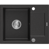 Mexen Enzo гранитна мивка с 1 корито и отцедник 576 x 465 мм, черно/сребрист