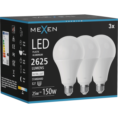 Mexen Nova 3x LED крушка E27, A95, 25W, неутрална - 4000K, 2625 lm - L100-E27-2540-01x03