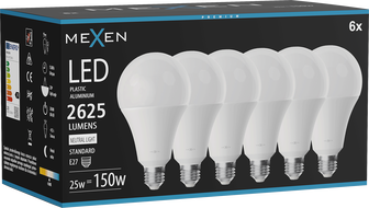 Mexen Nova 6x LED крушка E27, A95, 25W, неутрална - 4000K, 2625 lm - L100-E27-2540-01x06