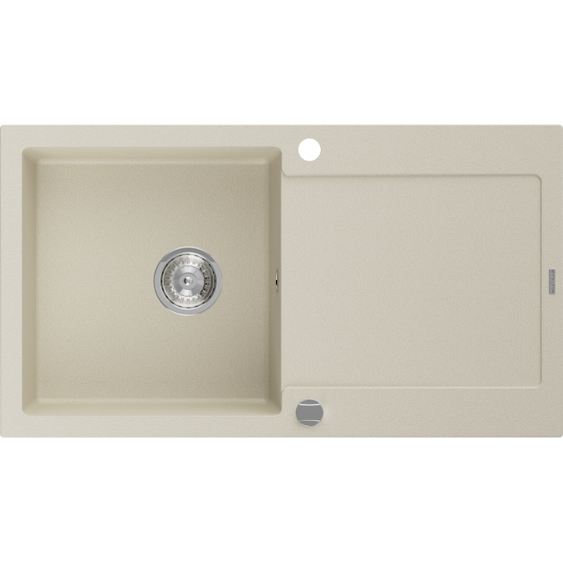 Mexen Leo гранитна мивка с 1 корито с капак 900 x 500 мм, бежова, хромиран сифон