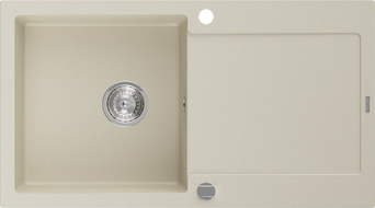 Mexen Leo гранитна мивка с 1 корито с капак 900 x 500 мм, бежова, хромиран сифон