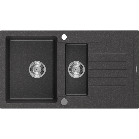 Mexen Matias гранитна мивка с 1,5 камери и сушилник 900 x 505 мм, черна на петна,