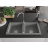 Миксен Марио гранитна мивка с 2 камери 820 x 436 mm, сива, сифон хром - 6504822000-71