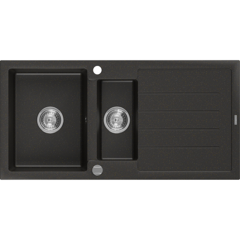 Mexen Andres гранитна мивка с 1,5 камери и отцедник 1000 x 500 мм, черен/златен