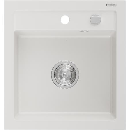 Mexen Vito гранитна мивка с 1 камера 520 x 490 mm, бяла, хромиран сифон - 6503521000-20