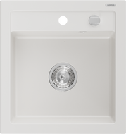 Mexen Vito гранитна мивка с 1 камера 520 x 490 mm, бяла, хромиран сифон - 6503521000-20
