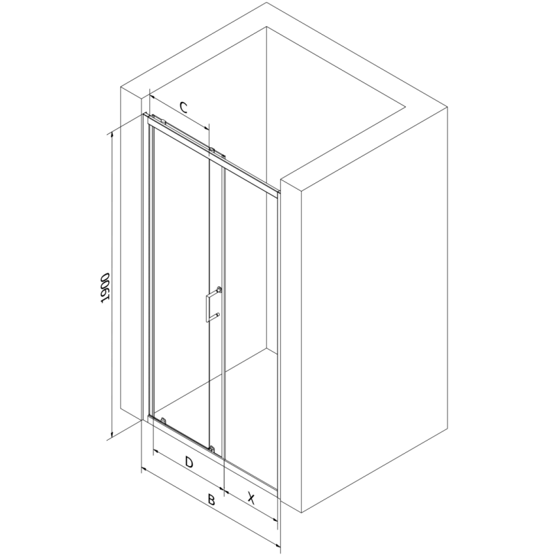 Mexen Apia плъзгаща се душ врата 145 cm, прозрачна, черна - 845-145-000-70-00