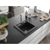 Mexen Vito гранитна мивка с 1 отделение 520 x 490 mm, черен/сребърен металик, сифон хром - 6503521000-73