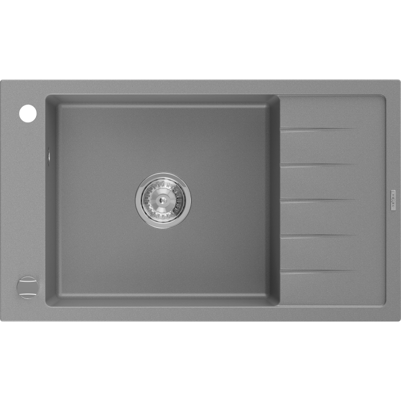 Mexen Elias гранитна мивка 1-камерна с отцедник 795 x 480 mm, сива, сифон хром - 6511791005-71