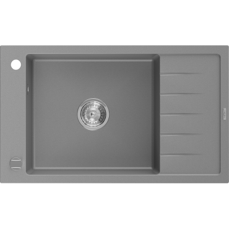 Mexen Elias гранитна мивка 1-камерна с отцедник 795 x 480 mm, сива, сифон хром - 6511791005-71