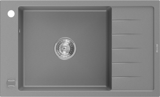 Mexen Elias гранитна мивка 1-камерна с отцедник 795 x 480 mm, сива, сифон хром - 6511791005-71