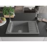 Mexen Elias гранитна мивка 1-камерна с отцедник 795 x 480 mm, сива, сифон хром - 6511791005-71