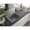 Mexen Elias гранитна мивка 1-камерна с отцедник 795 x 480 mm, сива, сифон хром - 6511791005-71