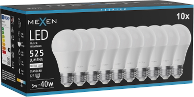 Mexen Nova 10x LED крушка E27, A60, 5W, Неутрална - 4000K, 525 lm - L100-E27-0540-01x10