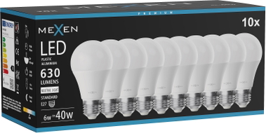 Mexen Nova 10x LED крушка E27, A60, 6W, Неутрална - 4000K, 630 lm - L100-E27-0640-01x10