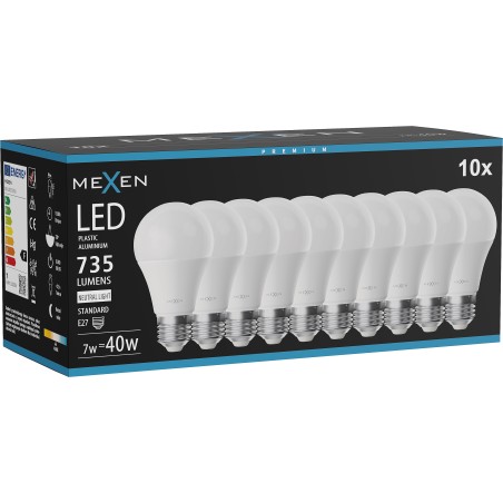 Mexen Nova 10x LED крушка E27, A60, 7W, Неутрална - 4000K, 735 lm - L100-E27-0740-01x10