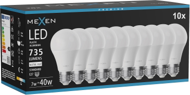 Mexen Nova 10x LED крушка E27, A60, 7W, Неутрална - 4000K, 735 lm - L100-E27-0740-01x10