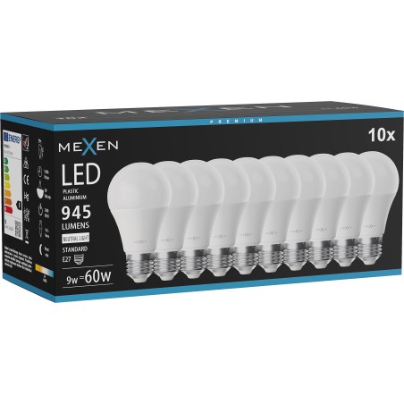 Mexen Nova 10x LED крушка E27, A60, 9W, неутрална - 4000K, 945 lm - L100-E27-0940-01x10