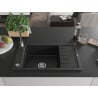 Mexen Elias гранитна мивка с 1 отделение и отцедник 795 x 480 mm, черна, хромиран сифон - 6511791005-77
