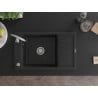 Mexen Elias гранитна мивка с 1 отделение и отцедник 795 x 480 mm, черна, хромиран сифон - 6511791005-77