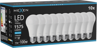 Mexen Nova 10x LED крушка E27, A60, 15W, Студена - 6500K, 1575 lm - L100-E27-1565-01x10