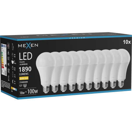 Mexen Nova 10x LED Крушка E27, A70, 18W, Топла - 3000K, 1890 lm - L100-E27-1830-01x10