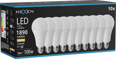 Mexen Nova 10x LED Крушка E27, A70, 18W, Топла - 3000K, 1890 lm - L100-E27-1830-01x10