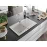 Mexen Cesar гранитна мивка с едно корито и отцедник 775 x 470 мм, бяла, хромиран