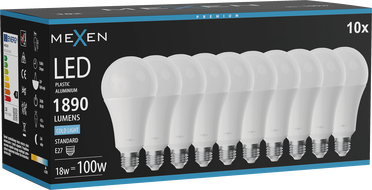 Mexen Nova 10x LED крушка E27, A70, 18W, Студена - 6500K, 1890 lm - L100-E27-1865-01x10