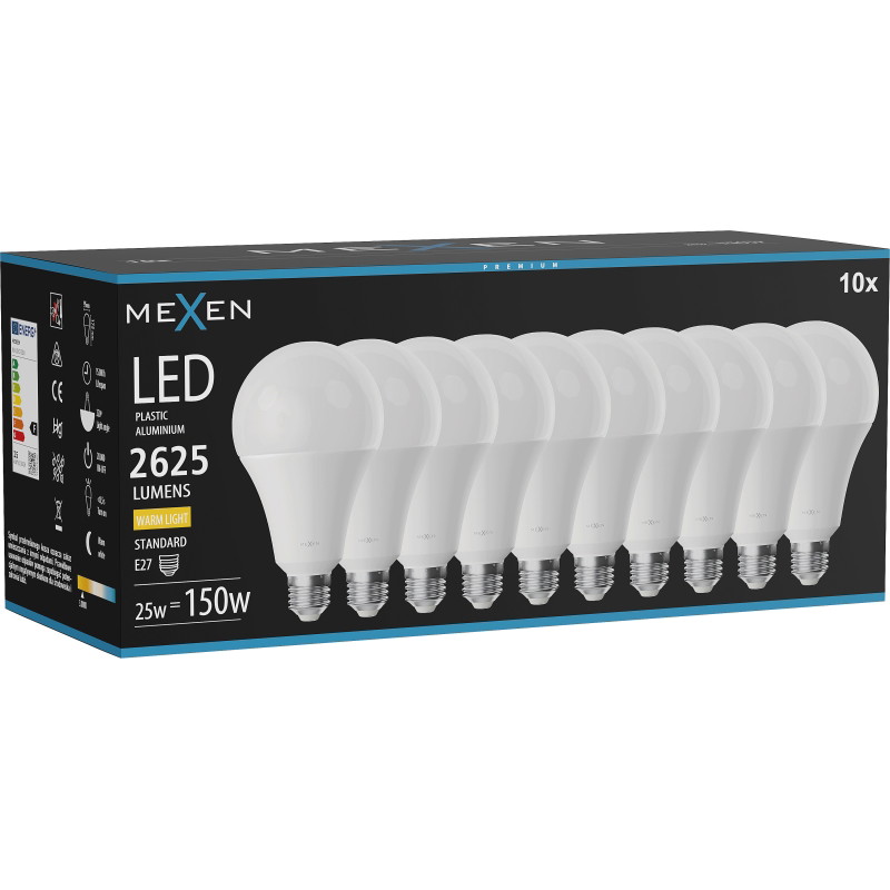 Mexen Nova 10x LED крушка E27, A95, 25W, Топла - 3000K, 2625 lm - L100-E27-2530-01x10