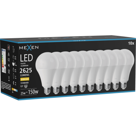 Mexen Nova 10x LED крушка E27, A95, 25W, Топла - 3000K, 2625 lm - L100-E27-2530-01x10