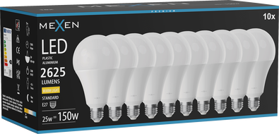 Mexen Nova 10x LED крушка E27, A95, 25W, Топла - 3000K, 2625 lm - L100-E27-2530-01x10