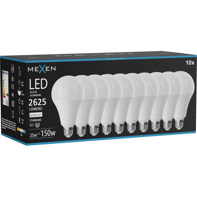 Mexen Nova 10x LED крушка E27, A95, 25W, Неутрална - 4000K, 2625 lm - L100-E27-2540-01x10