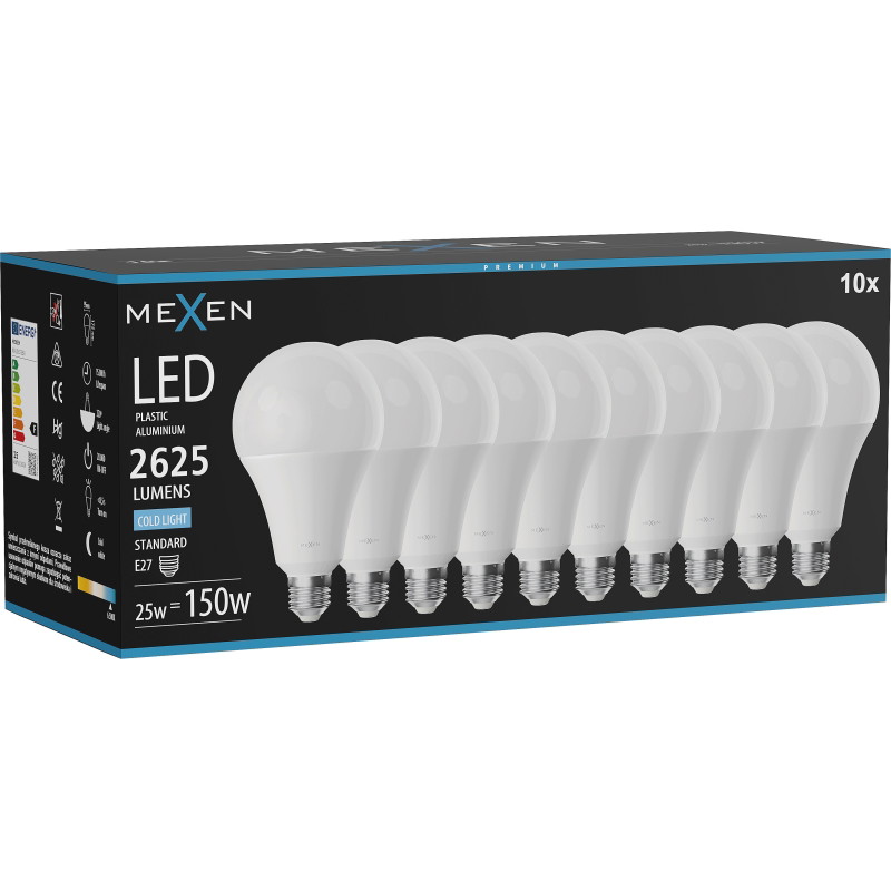 Mexen Nova 10x LED крушка E27, A95, 25W, Студена - 6500K, 2625 lm - L100-E27-2565-01x10