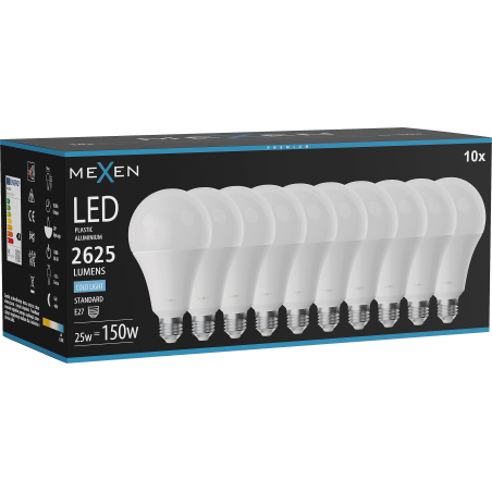 Mexen Nova 10x LED крушка E27, A95, 25W, Студена - 6500K, 2625 lm - L100-E27-2565-01x10