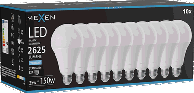 Mexen Nova 10x LED крушка E27, A95, 25W, Студена - 6500K, 2625 lm - L100-E27-2565-01x10