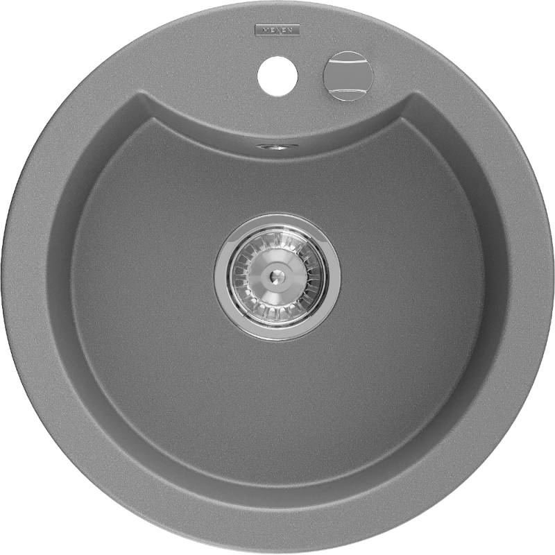 Mexen Diego гранитна мивка с 1 отделение 488 x 480 мм, сива, сифон хром - 6512481000-71