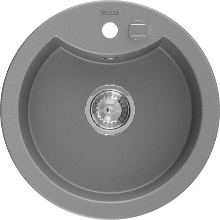 Mexen Diego гранитна мивка с 1 отделение 488 x 480 мм, сива, сифон хром - 6512481000-71