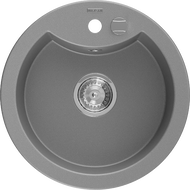 Mexen Diego гранитна мивка с 1 отделение 488 x 480 мм, сива, сифон хром - 6512481000-71