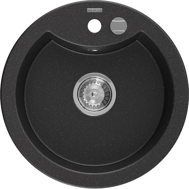 Mexen Diego гранитна мивка с 1 отделение 488 x 480 мм, черно/сребрист металик,